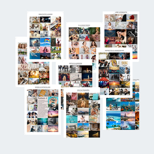 Stickerbögen Vision Board – 9er-Set mit 141 Bildern & 22 Affirmationen